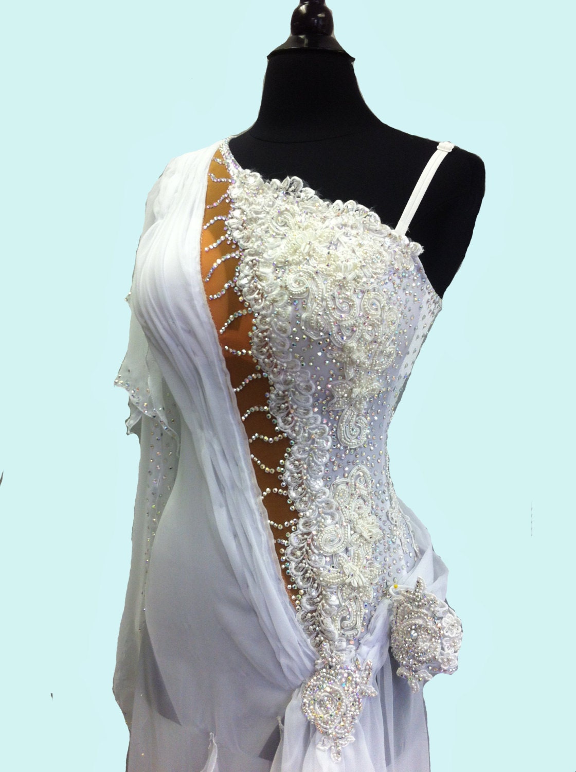 White Dance Dresses Free Shipping Chiffon Skirt Beaded With Etsy