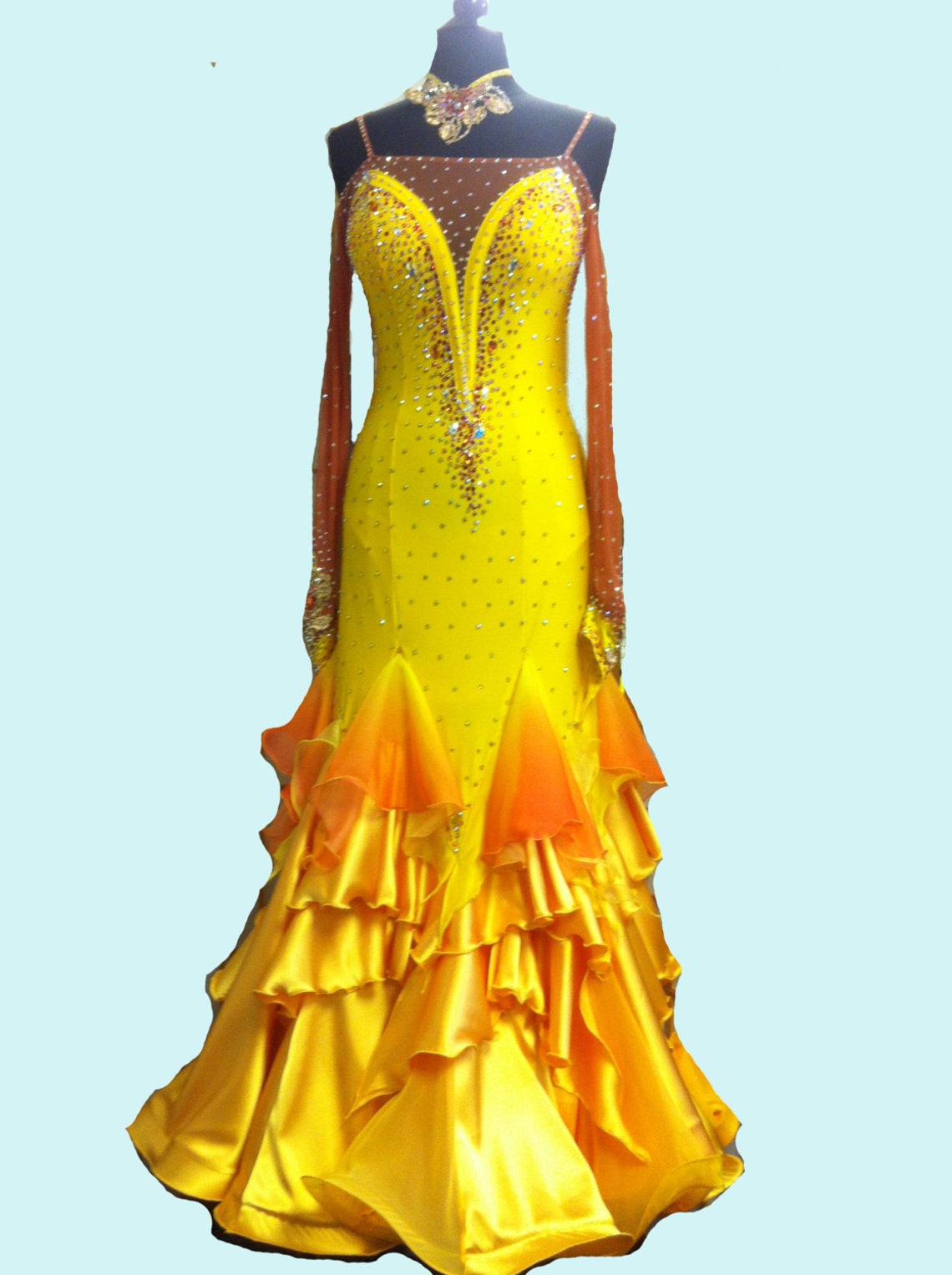 Yellow Ballroom Dance Dress Ballroom Dance Dresses Etsy
