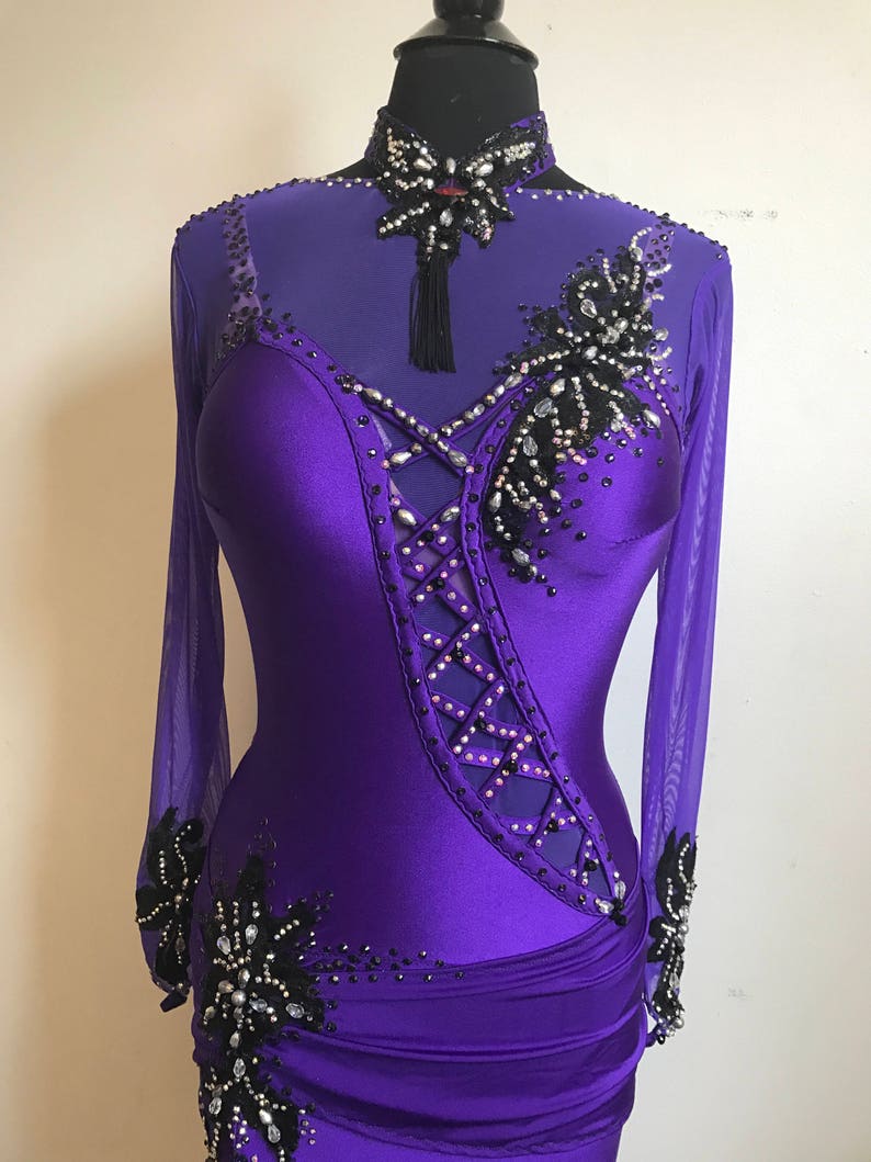 Purple Latin Dance Dress Latin Dance Dresses Fringe Dance Etsy