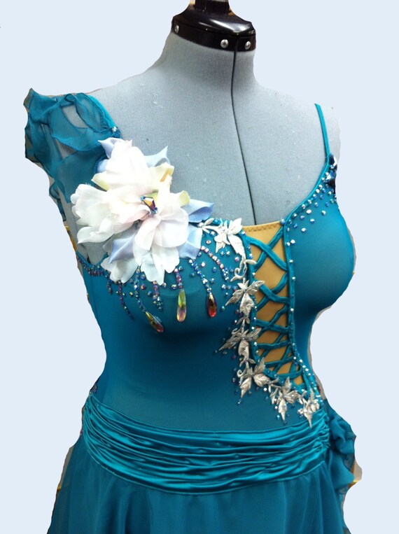 Items similar to Green Figure Skating Dress Romantic Style on Etsy