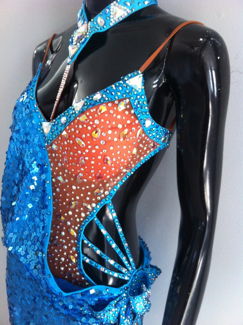 Blue Latin Dance Dress Blue Latin Dance Dresses Dance Shop Etsy