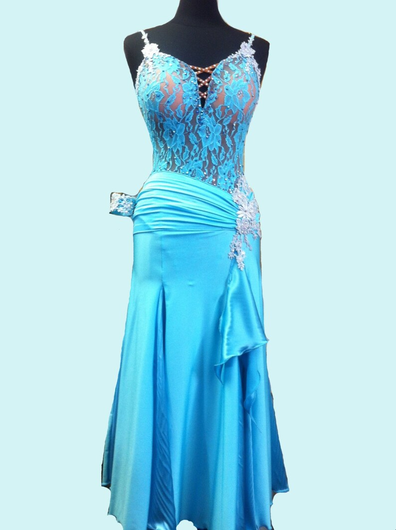 Blue Dance Dress Smooth Dance Dresses Etsy
