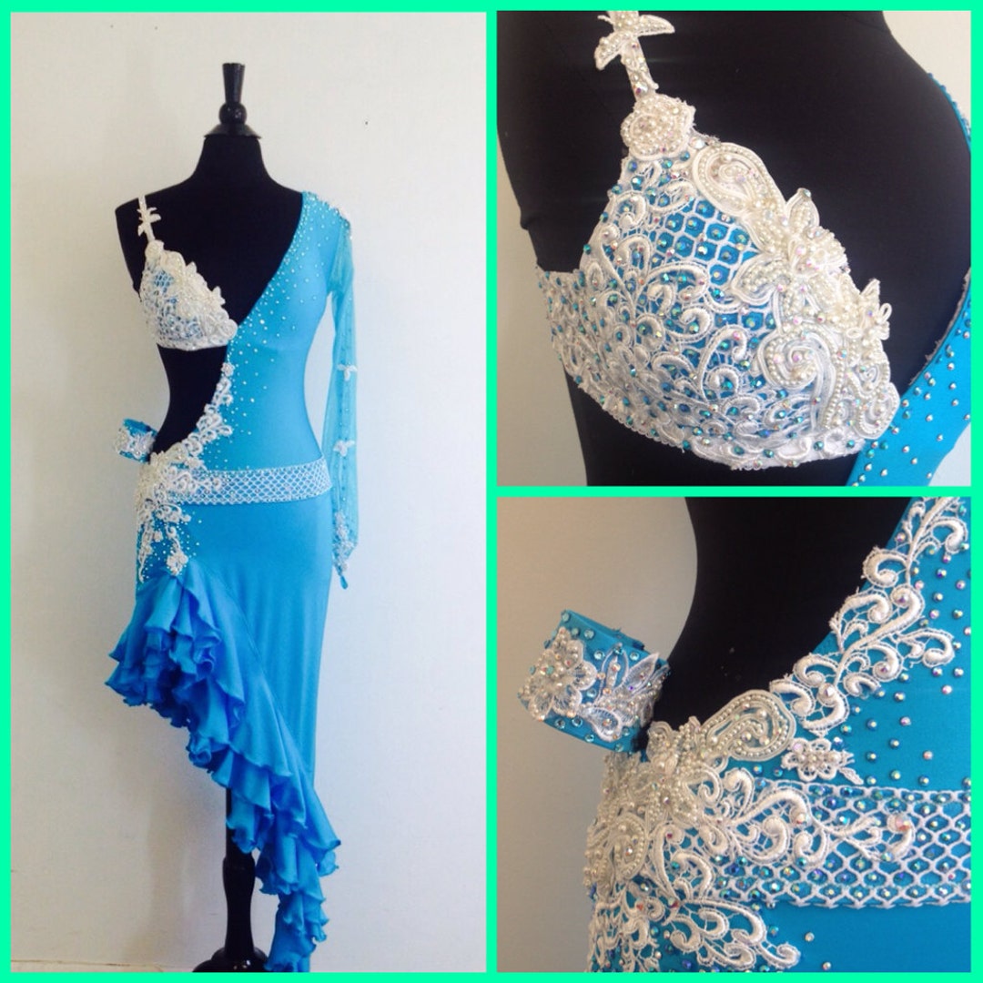 Blue Latin Dance Dress Latin Dance Dresses Belly Dance Dresses - Etsy ...