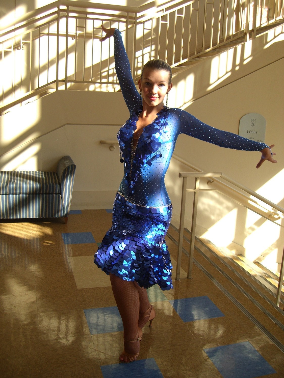 Blue Dance Dress Blue dance dresses Blue Latin dress Dress Etsy