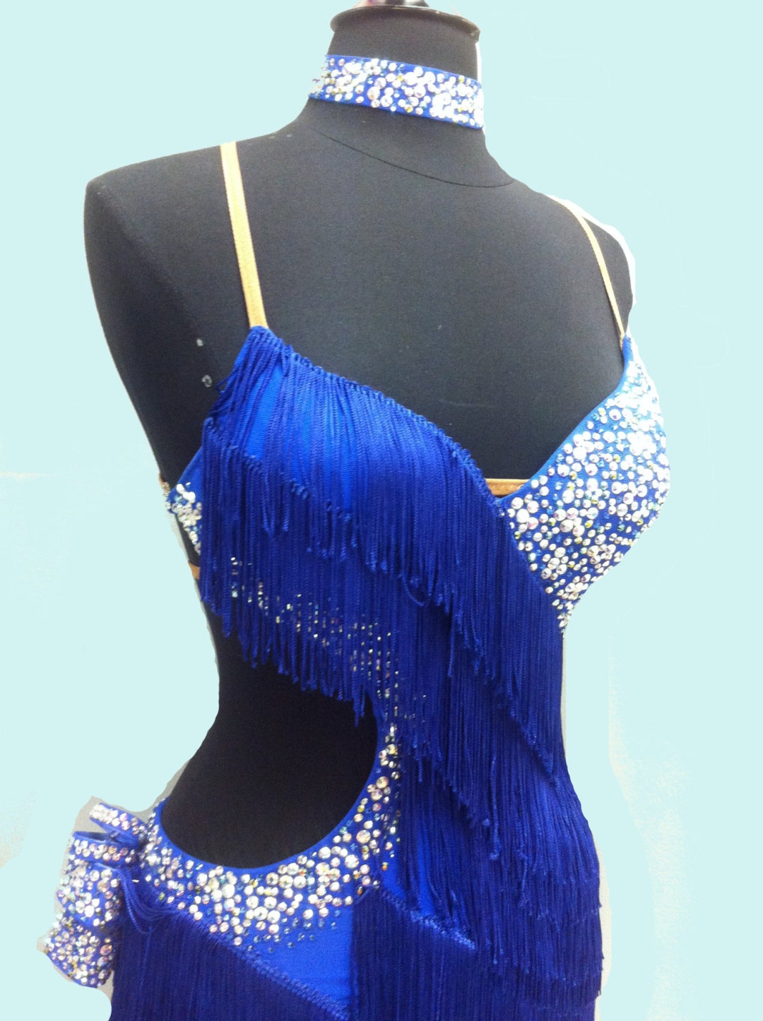 Blue Latin Dress With Fringe Free Shipping Blue Latin Dance - Etsy