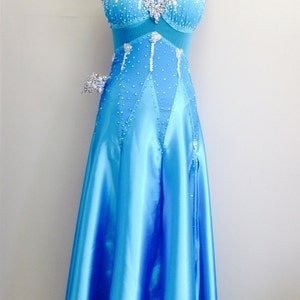 Blue Dance Dress for Smooth Program  Ballroom Dance Dresses