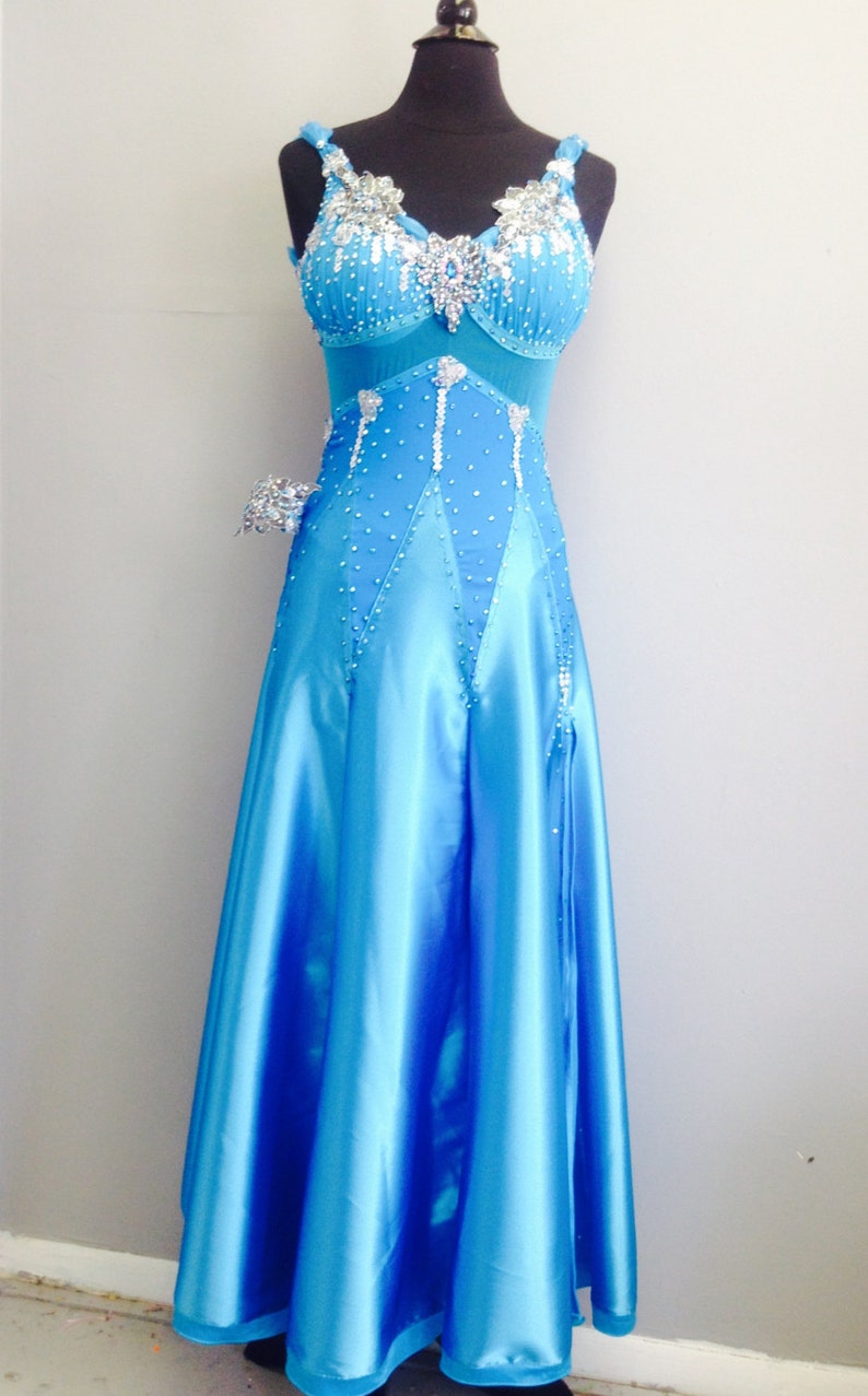 Blue Dance Dress for Smooth Program Ballroom Dance Dresses Etsy
