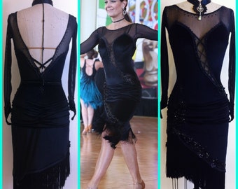 Black Dance Dress      Black Dance Latin Dresses     Black Latin Dance Dresses