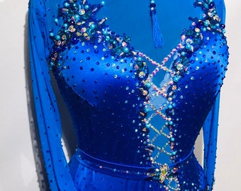 Royal Blue Ballroom Dress. Ready to ship! Smooth blue dresses. Blue Dance Dresses  Free Shipping Free Accessories