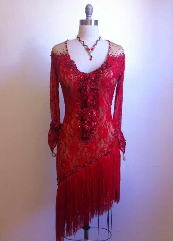 Robe par commande Danse rouge robes de danse latine | Etsy