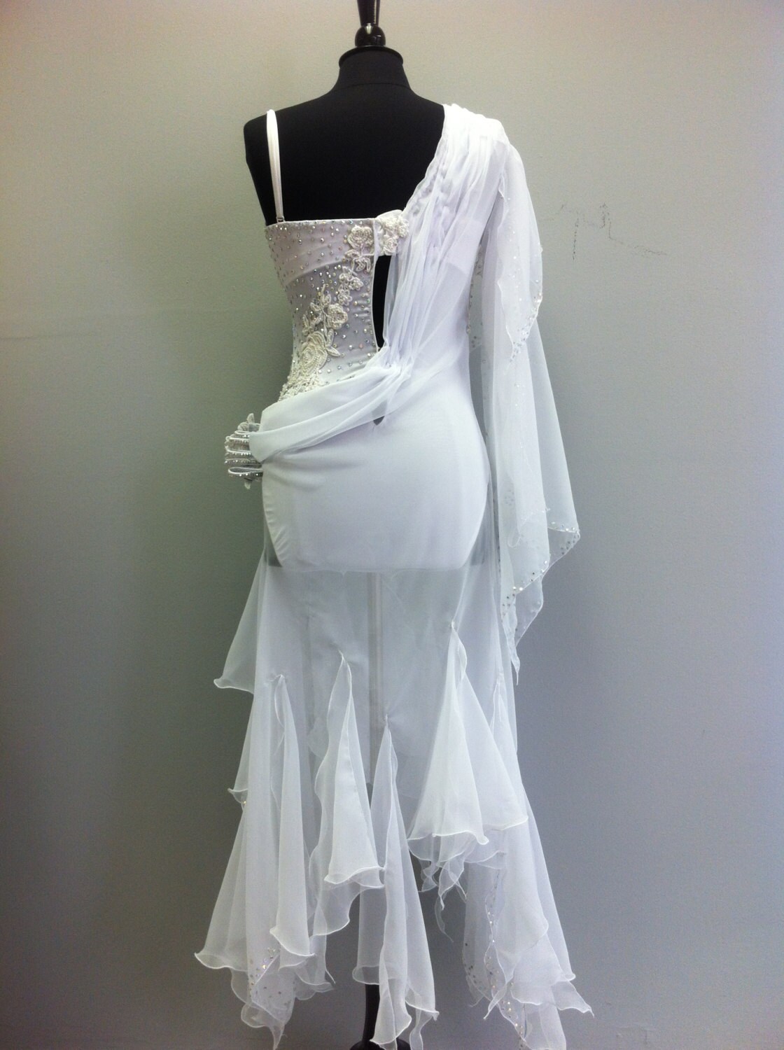 White Dance Dresses Free Shipping Chiffon Skirt Beaded With Etsy