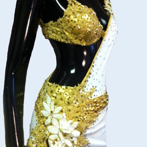 White and Gold Latin Dance Dress Dance Dress Latin - Etsy