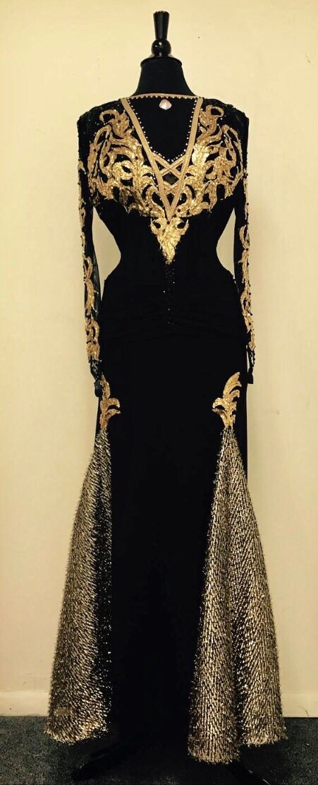 Black and Gold Dance Dress for Smooth Dance Ballroom Dance Dresses Gold ...