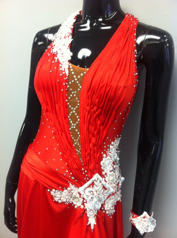 red ballroom dance dress