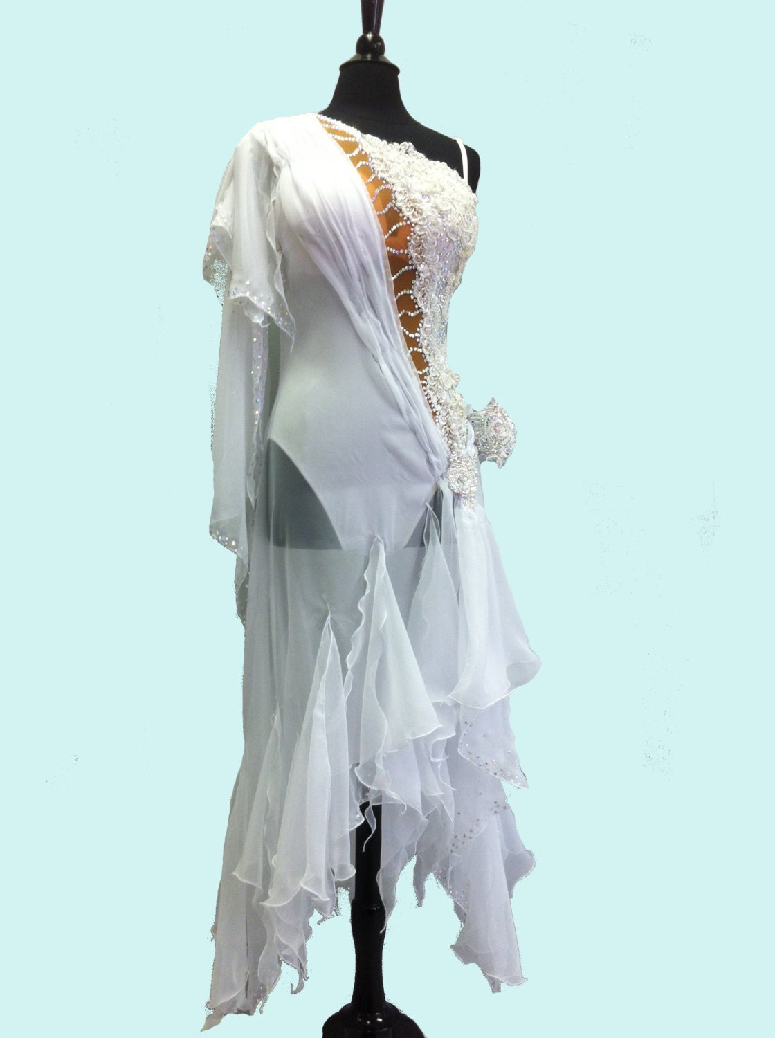 White Dance Dresses Free Shipping Chiffon Skirt Beaded With Etsy