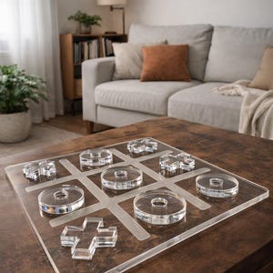 Acryl Tic Tac Toe Spiel | Couchtisch Deko | Modernes Wohnaccessoire | Stilvolles Geschenk