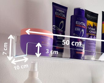 Floating transparent acrylic shelves for the office. wall-mounted Airy long shelves for cosmetics. Invisible shelves for the bathroom. 1 pc.