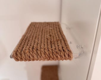 Single Acrylic Cat Wall Step with Jute Scratcher, Clear Climbing Perch for Cats