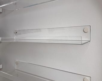 Set of 3 Clear Acrylic Wall Shelves  Floating Display for LEGO, Toy Cars, Collectibles and Home Decor