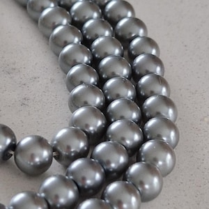 Halsband med silvergrått glaspärl, Y2K-lagerkedja, 104 cm lång (förlängningskedja)