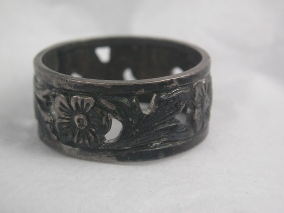 A Vintage Art Nouveau Silver Ring S48 - image 2