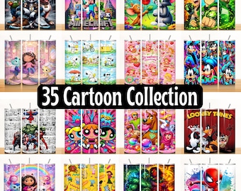 35 20oz Cartoon Tumbler Bundle All Cartoons Character Sublimation Stitch Tumbler 90s Cartoon Tumbler Stitch Tumbler PNG digital Download