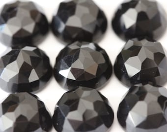 RoseCut Gemstones Black Onyx Cabochon 17x20mm To 13x13mm Flat Cabochons Fancy Cut Cabochons Black Onyx Ring 10 Pieces