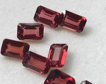 6x5 mm - 6x3.5 mm Emerald Cut Cherry Red Rhodolite Garnet - 1 Lot