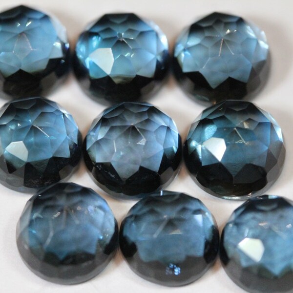 6mm Fancy Rose Cut London Blue Topaz - 1 Cab