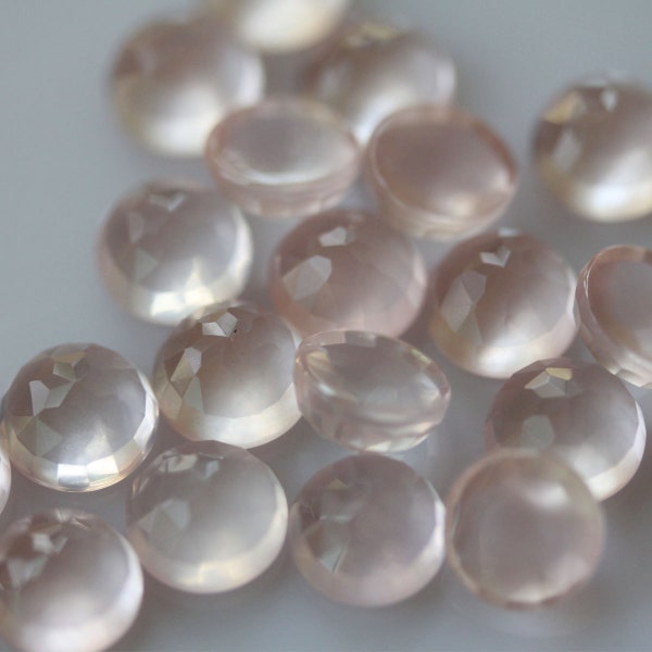 6mm Fancy Rose Cut Rose Quartz -1Cab