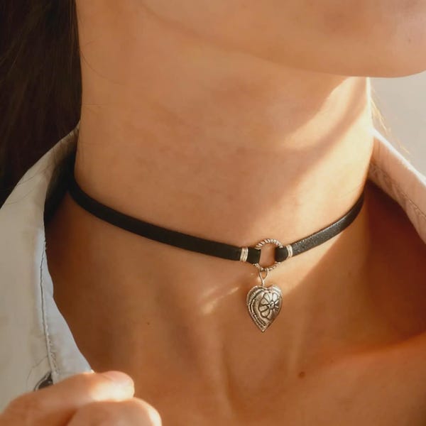 Vintage Heart Necklace for MiMi Everlasting Love Pendant Charm Choker 925 Silver for Women Necklace Bohemian Jewelry Teen Girl Gift Trending
