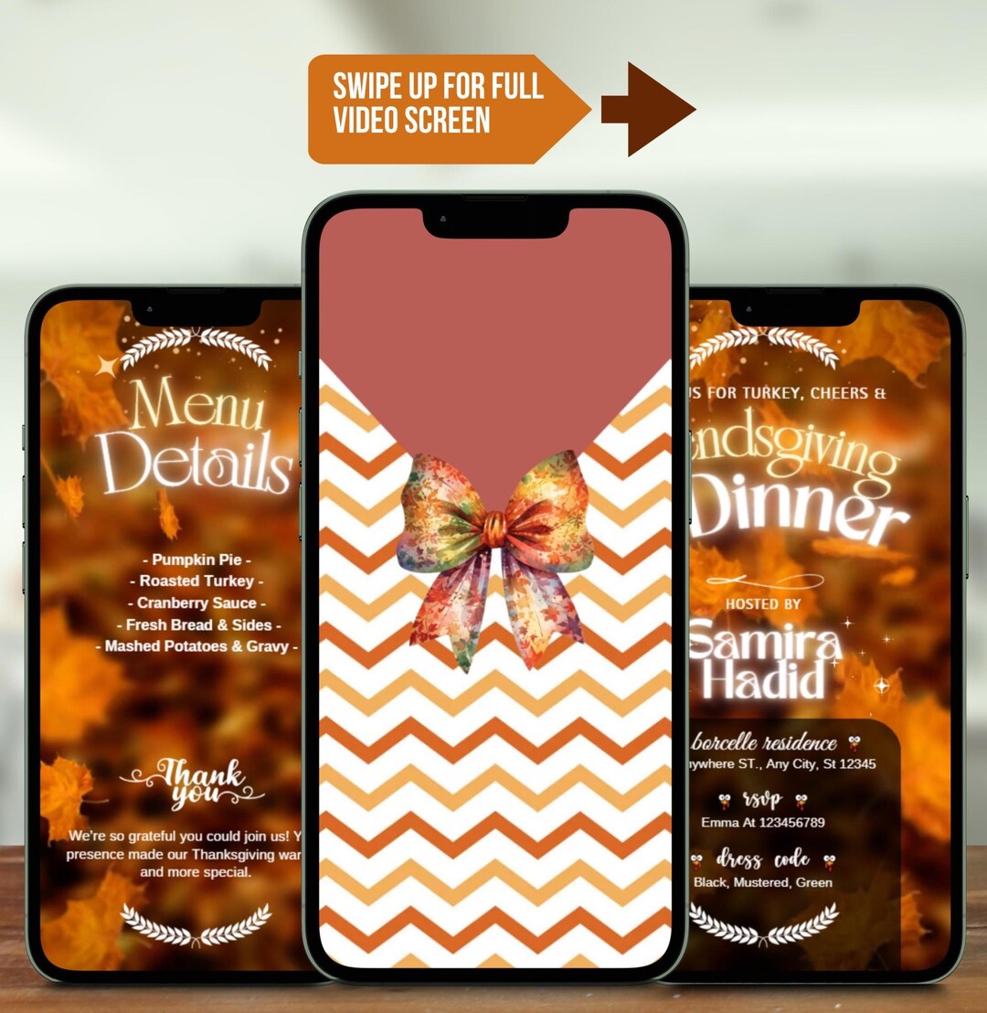 Editable Fall Dinner Evite | Thanksgiving Video Invitation ...