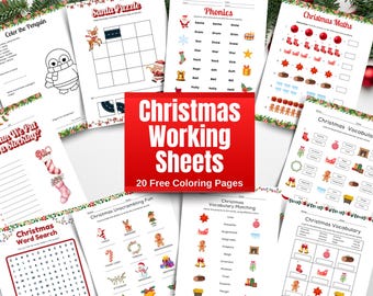 Christmas worksheets for preschool | Printable Christmas Worksheets for kids | Christmas worksheet kindergarten | Homeschool worksheets