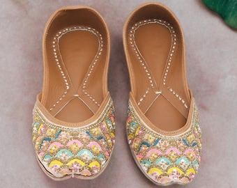Colorful Embroidered Juttis | Festival Flats | Handmade Ethnic Shoes