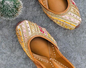 Colorful Embroidered Juttis | Festival Mojari Flats | Handmade Ethnic Shoes