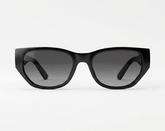 Occhiali da sole oversize quadrati neri Obsidian Muse da donna, lenti sfumate scure a occhi di gatto, occhiali da vista retrò audaci e chic