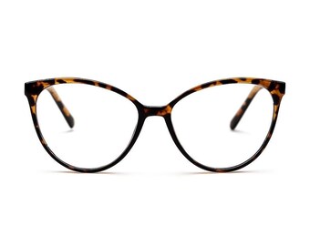 Cat Eye Glasses Frame With Clear Anti Blue Light Lenses – Leopard Print Acetate Frame For Women & Men