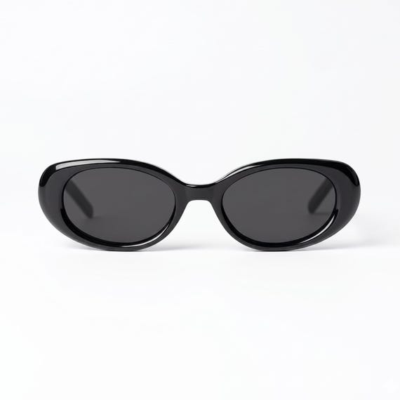 Noir Lune Black Oval Cat Eye Sunglasses for Women, Y2K Retro  display picture 1