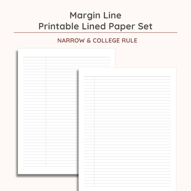 Printable Lined Paper Bundle: 2-column, US Letter ( Instant Download