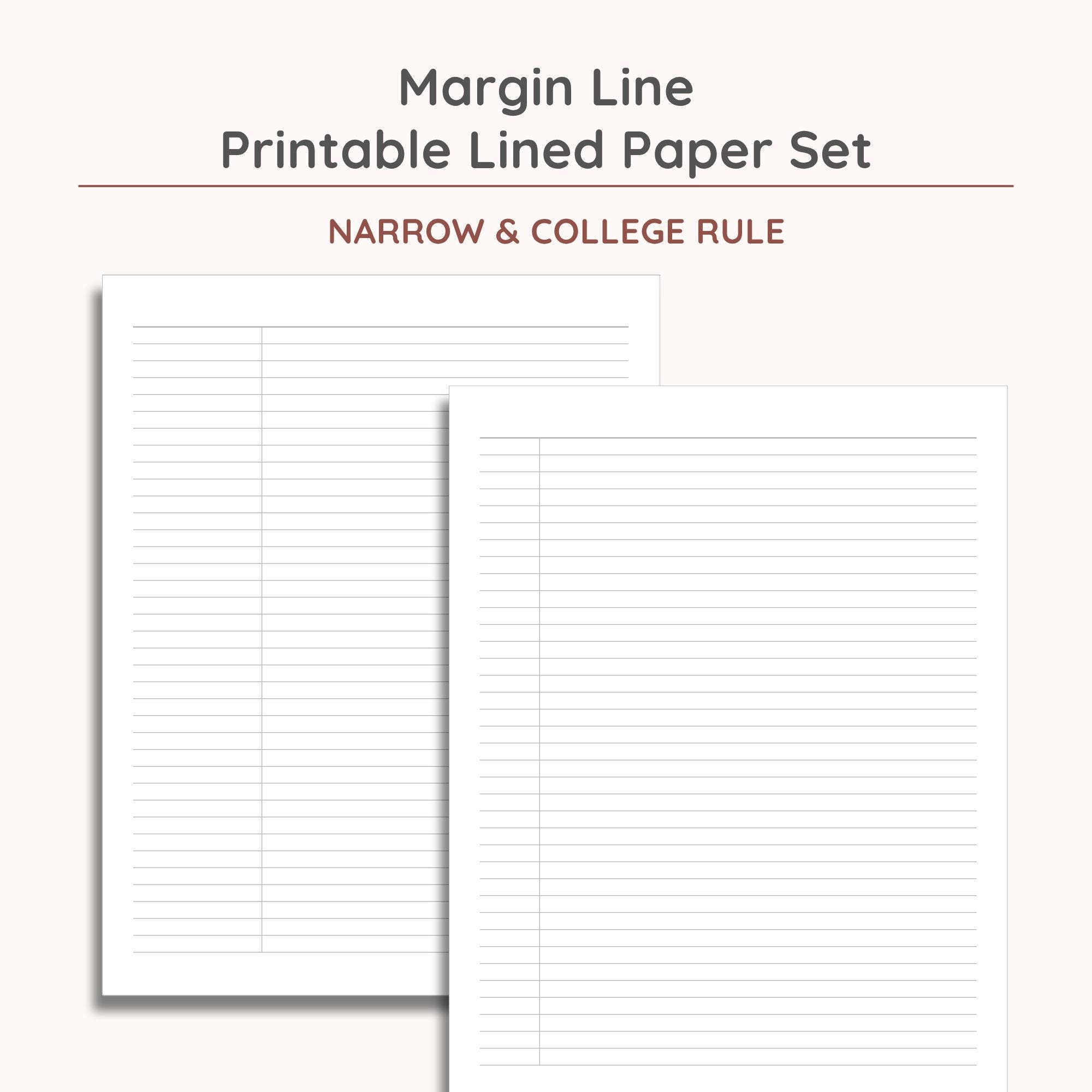 Printable Lined Paper Bundle: 2-column, US Letter ( Instant Download