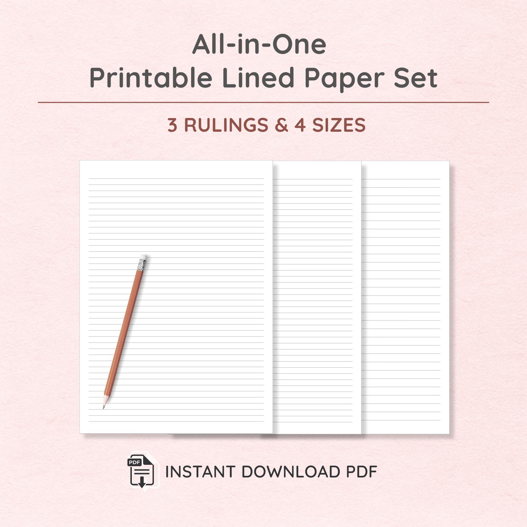 Printable Lined Paper College Wide & Narrow Ruled BUNDLE of 3 Rulings ...