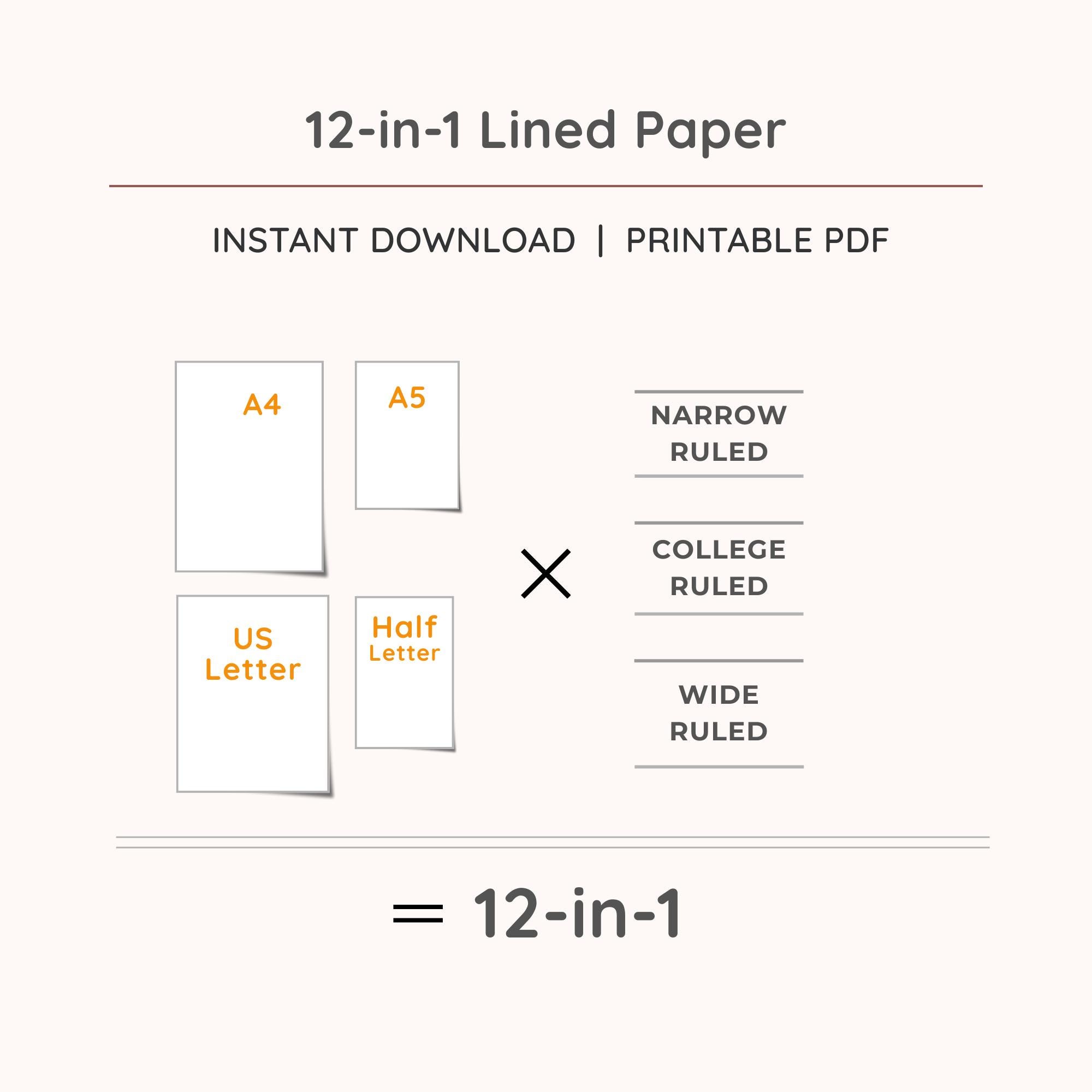 Line Paper Guid Printable Lined Paper College Wide & Narrow Ruled BUNDLE of 3 Rulings ...