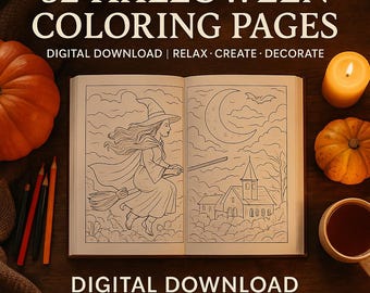 Halloween Adult Coloring Pages — Digital Download, Intricate Gothic Designs