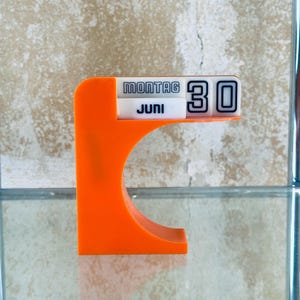 70s vintage German orange plastic Perpetual Flip Calendar // Pop Art