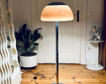 Space Age German Brown Chrome Floor Lamp by Cosack // 1970s Space Age Mushroom Light Pop Art
