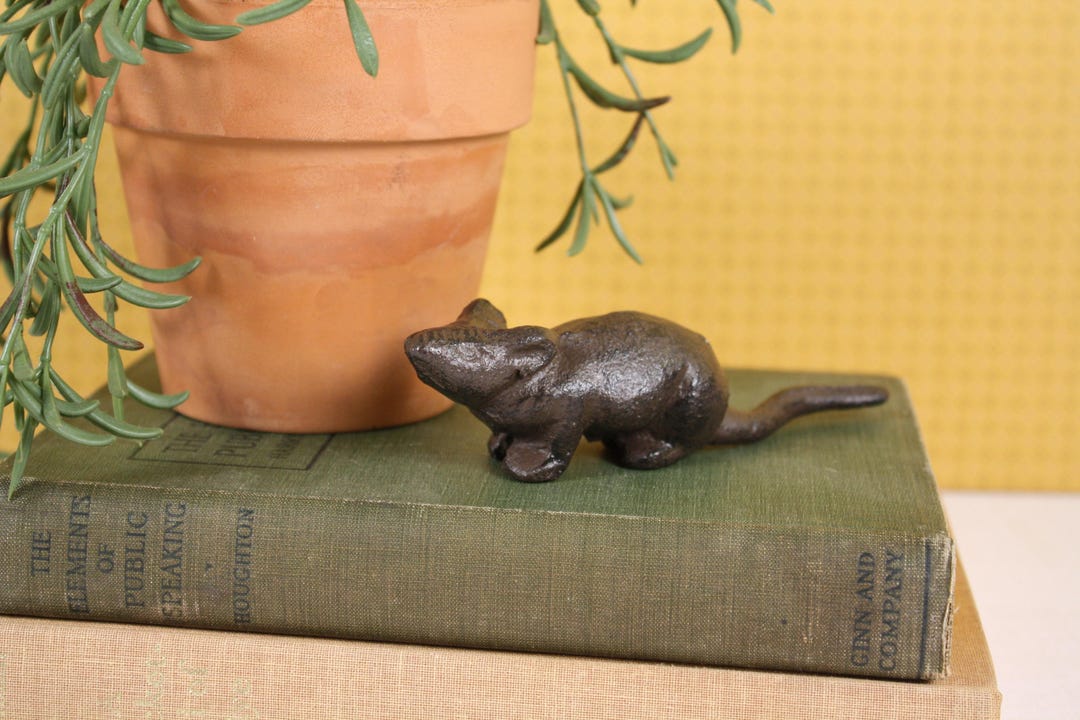 Cast Iron Mouse Figurine Rustic Paperweight or Shelf Accent Etsy
