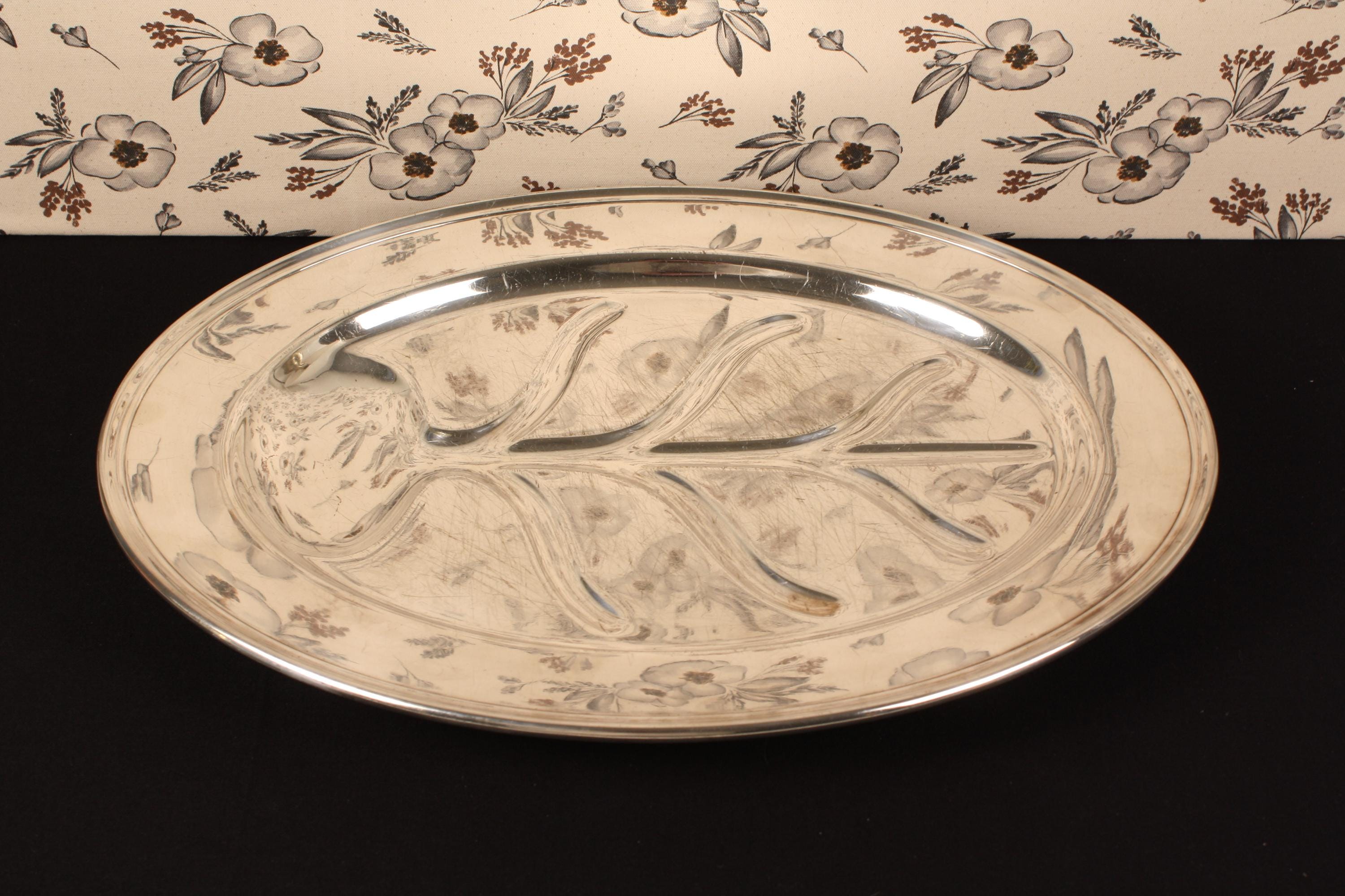 Gorham Silverplate Tree of Life Platter – 18” Footed Carving Tray