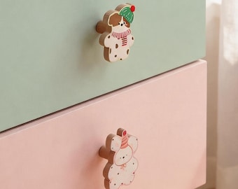 Kleurrijke houten dierenladeknop: cartoon kasthandvat voor kindergarderobe