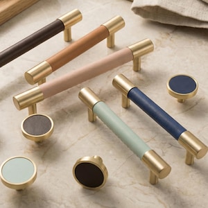 Leder Knäufe und Griffe, Knäufe aus Messing, Schrank Griffe