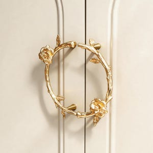 Tirador de armario semicircular de latón con forma de flor: Tirador de armario con forma de rosa, tiradores de armario con forma de mariposa.